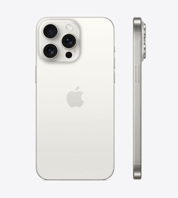 Ảnh chụp mặt sau của iPhone 15 Pro Titan trắng